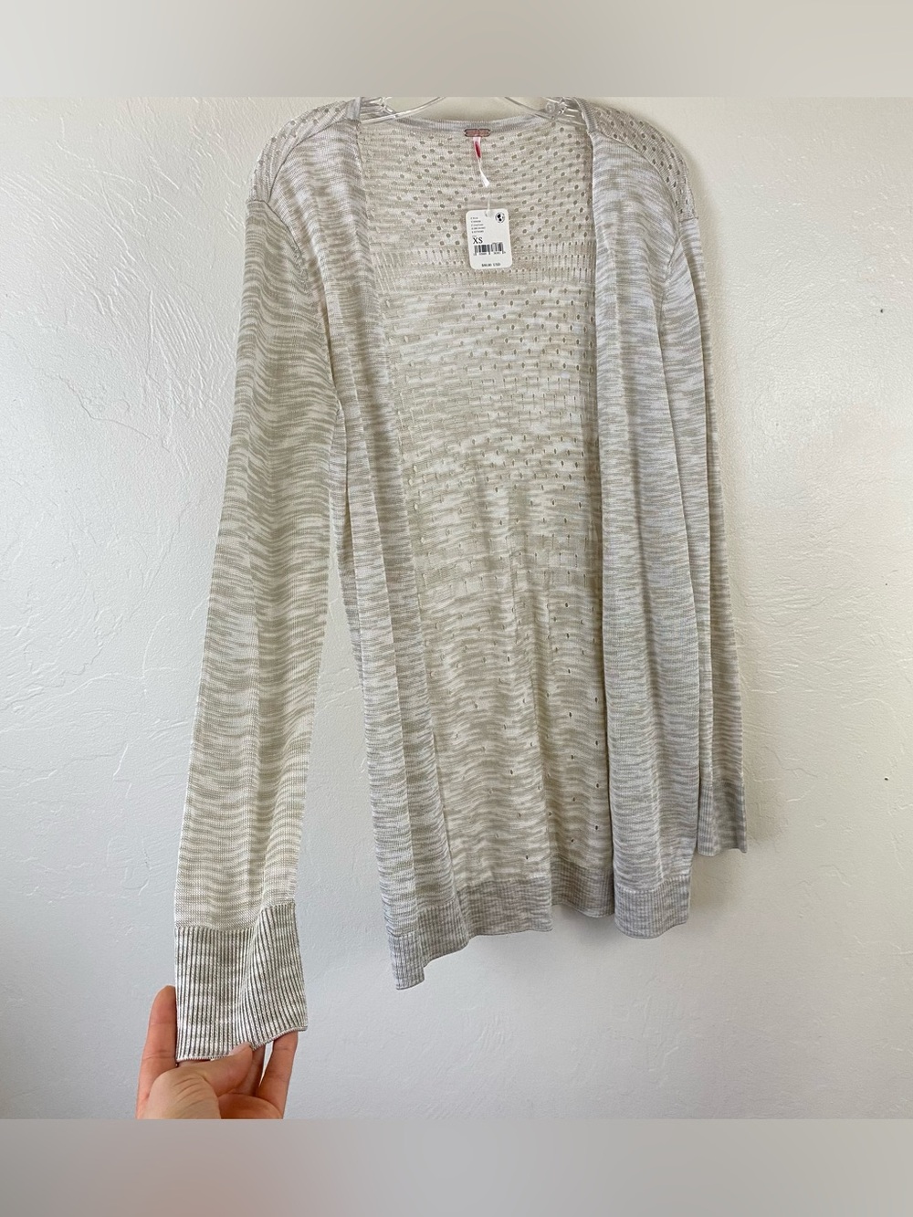 Free People NWT Size XS Ivory Cream Knitted Button Down Light Cardigan Sweater